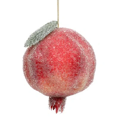 Mark Roberts Frosted Pomegranate Ornament , Box Of 6 - 4 Inches In Red