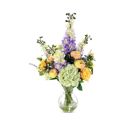 Mark Roberts Garden Bloom In Crackle Vase Floral Arrangement In Green