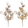 Mark Roberts Gilded Holly Spray Stem, Set Of 6 In Gold