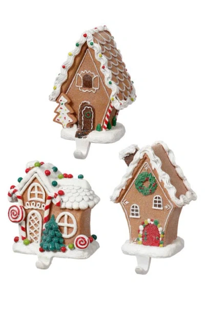 Mark Roberts Gingerbread House Stocking Holder, Set Of 3 In Multi