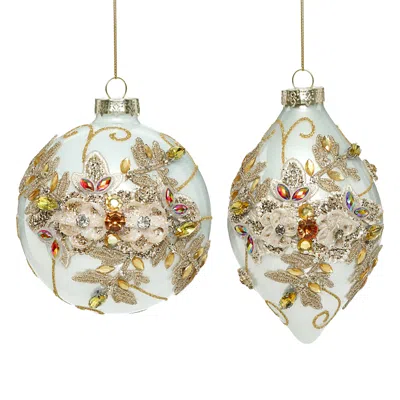 Mark Roberts Glass Jeweled Floral Ornament, Set Of 6