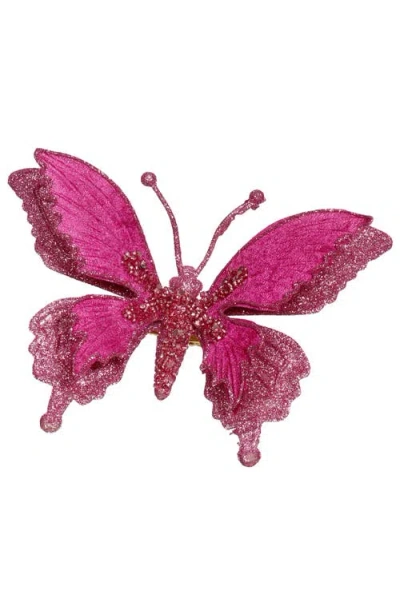 Mark Roberts Glitter Fantasy Butterfly Clip, Set Of 12 In Pink
