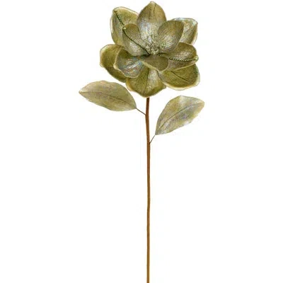 Mark Roberts Glitter Magnolia Stem -29 Inches Set Of 12 In Green
