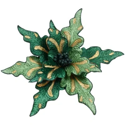 Mark Roberts Glitter Poinsettia Clip On - 12x4 Inches Set Of 12 In Green