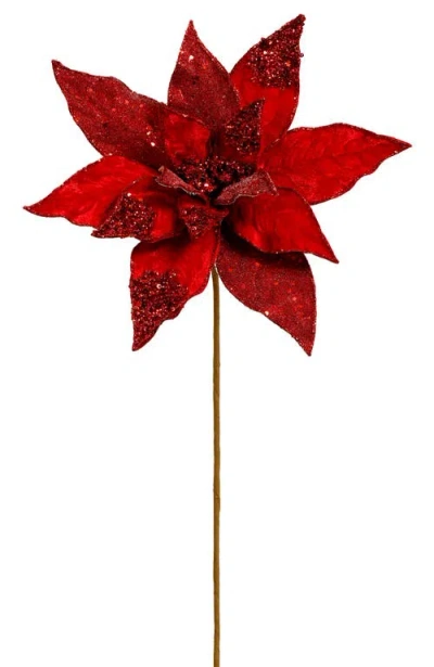 Mark Roberts Glitter Poinsettia Spray, Set Of 12 In Red