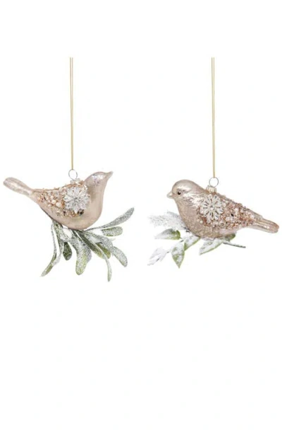 Mark Roberts Glittered Bird Ornament, Set Of 6 In Brown