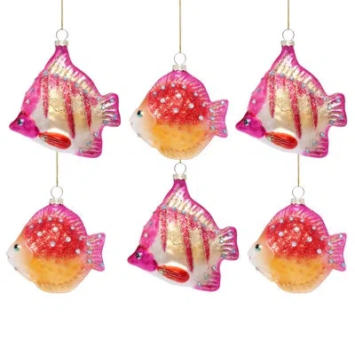 Mark Roberts Glittered Fish Ornament, Set Of 6 - 5 Inches In Multi