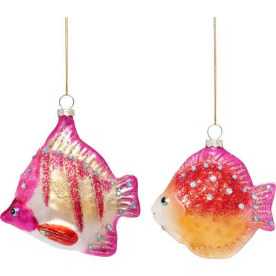 Mark Roberts Glittered Fish Ornament, Set Of 6 In Pink