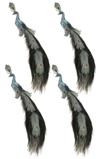 Mark Roberts Glittered Peacock, Set Of 4 In Gray