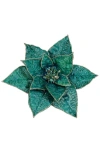 Mark Roberts Glittered Poinsetta Clip, Set Of 12 In Green