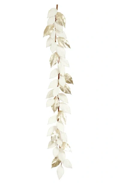 Mark Roberts Glittered Shiny Magnolia Leaves Garland, Set Of 2 In White