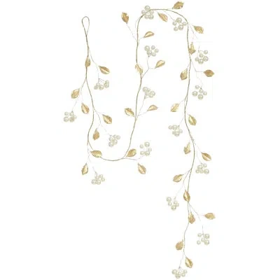 Mark Roberts Gold Leaf With Pearl Garland - 5.5 Feet