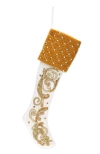 Mark Roberts Gold White Scroll Stocking In Multi