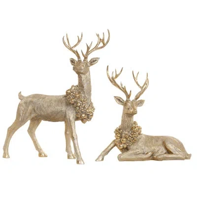 Mark Roberts Grand Dellarobbia Deer - Set Of 2 In Neutral