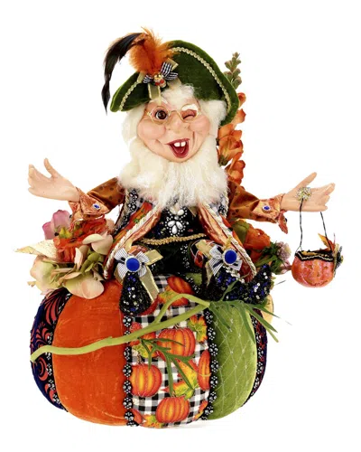 Mark Roberts Handmade Elf On Pumpkin In Orange