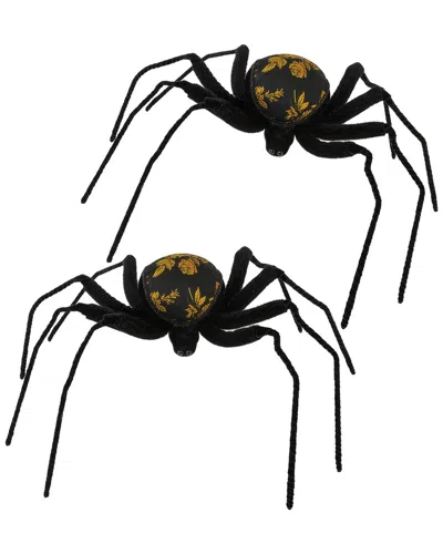 Mark Roberts Handmade Set Of 2 Fall Leaf Print Spider-35in In Black