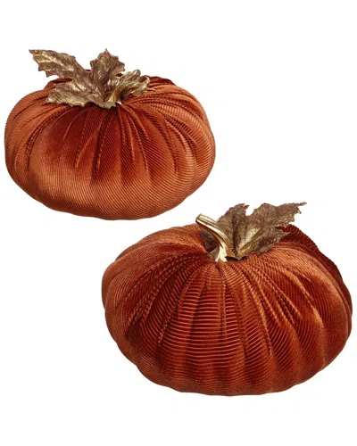 Mark Roberts Handmade Set Of 2 Velvet Pumpkins - 6in In Brown