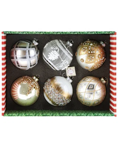 Mark Roberts Handmade Set Of 6 Assorted Gold/ivory Ornaments In Multi
