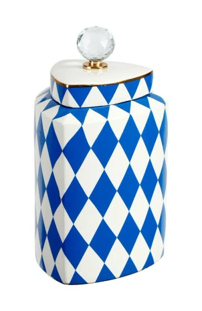 Mark Roberts Harlequin Jar With Lid, Medium In Blue