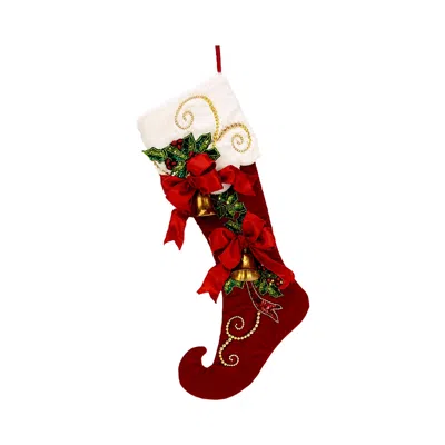 Mark Roberts Holiday Bells Stocking, 21 In Red