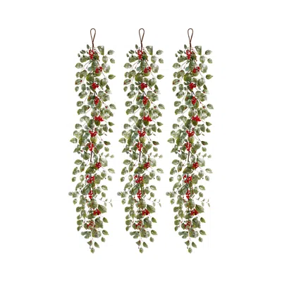Mark Roberts Holiday Leaf Berry Garland, Set Of 3 In Green