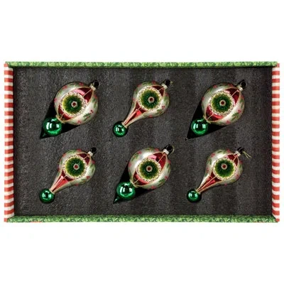 Mark Roberts Holly Reflector Drop Ornament, Box Of 6 - 7 Inches In Multi