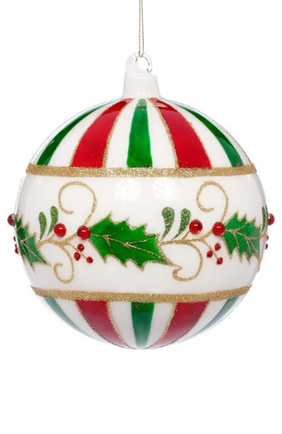 Mark Roberts Holly Striped Ornament, Set Of 4 In Multi