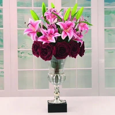 Mark Roberts Home 32.25" Mixed Assortment Floral Arrangement In Vase In Red,pink,green