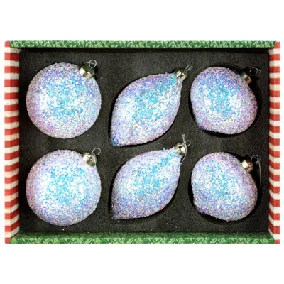 Mark Roberts Iridescent Glitter Ornament, Box Of 6- 4-5 Inches In Multi