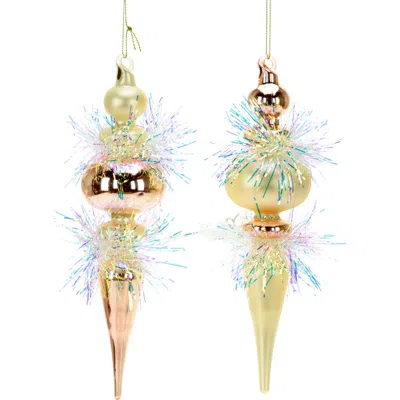 Mark Roberts Iridescent Pastel Icicles Ornament, Set Of 6 In Gold