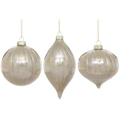 Mark Roberts Iridescent Stripe Ornament, Assortment Of 3- 4-5 Inches In Silver