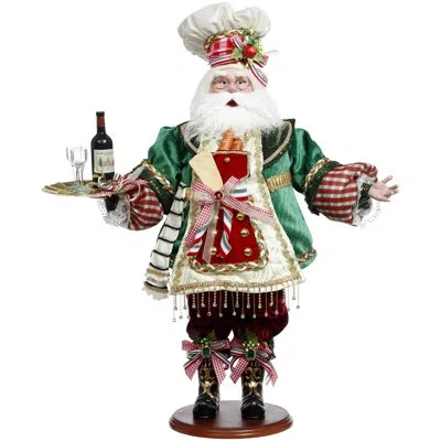 Mark Roberts Italian Chef Santa - 25 Inches In Green,white,red,ivory,black,gold
