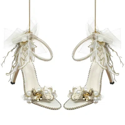 Mark Roberts Ivory Shoe, With Diamond Strap Ornament - 4 X 7.5 Inches Set Of 2 In Neutral