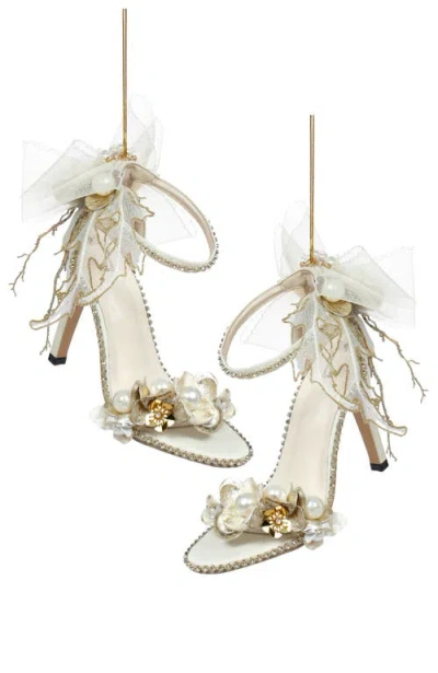 Mark Roberts Ivory Shoe With Diamond Strap Ornament, Set Of 2 In Multi