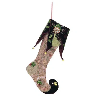 Mark Roberts Jewel Jester Stocking - 25 Inches In Green;red;pink;orange;gold
