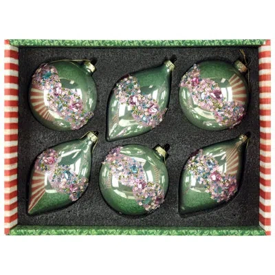 Mark Roberts Jeweled Band Ornament, Box Of 6- 4-5 Inches In Green