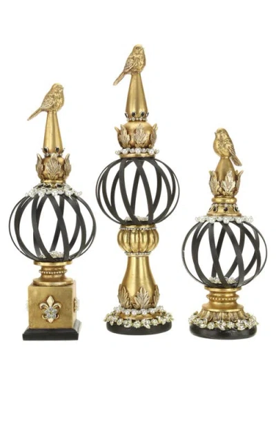 Mark Roberts Jeweled Bird Topped Finial, Set Of 3 In Multi