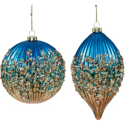 Mark Roberts Jeweled Cascade Ornament, Box Of 6 In Blue