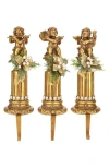 Mark Roberts Jeweled Cherub Stocking Holder, Set Of 3 In Gold