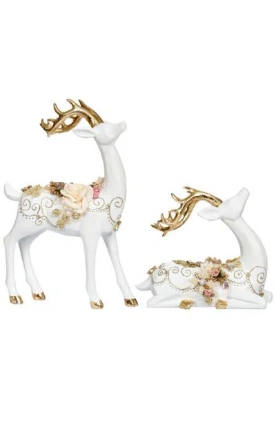 Mark Roberts Jeweled Deer, Set Of 2 In White