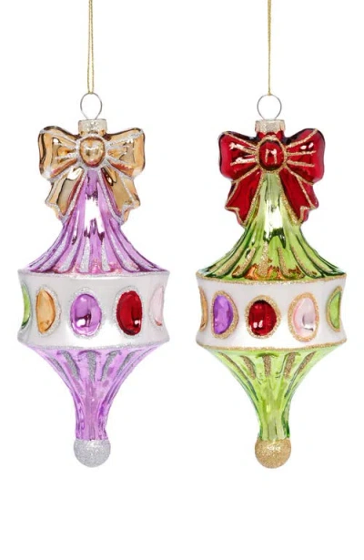 Mark Roberts Jeweled Finial With Bow Ornament, Set Of 6 In Multi