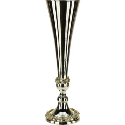 Mark Roberts Jeweled Flluted Silver Vase In Multi