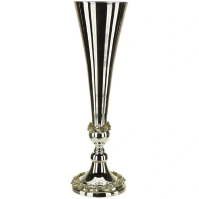 Mark Roberts Jeweled Flluted Silver Vase - 16.5 Inches