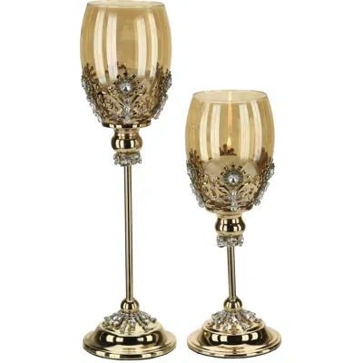 Mark Roberts Jeweled Florentine Pedestal Decor In Gold,silver