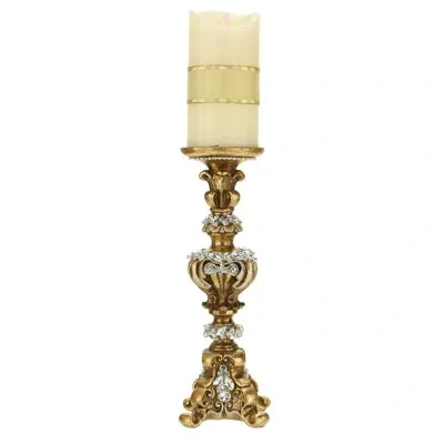 Mark Roberts Jeweled Footed Candleholder In Gold,clear