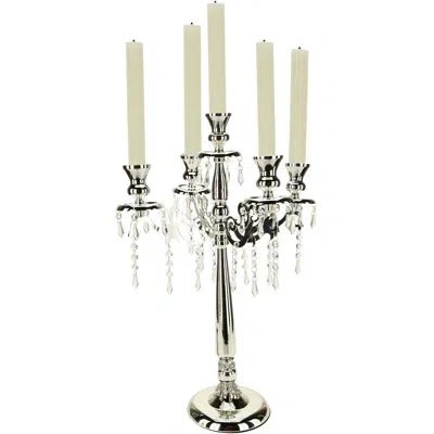 Mark Roberts Jeweled Pedestal Candelabra - 25 Inches In Silver