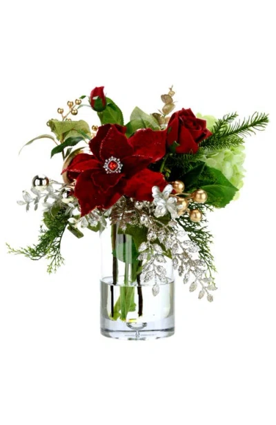 Mark Roberts Jeweled Poinsettia Christmas Vase In Multi