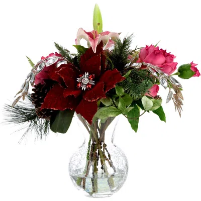 Mark Roberts Jeweled Poinsettia Flower Vase In Multi