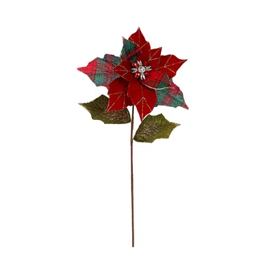 Mark Roberts Jeweled Poinsettia Stem, Set Of 12 In Red