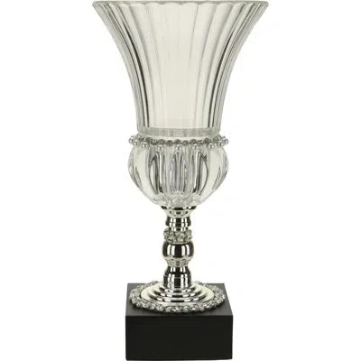 Mark Roberts Jeweled Ribbed Pedestal Vase In Black;silver